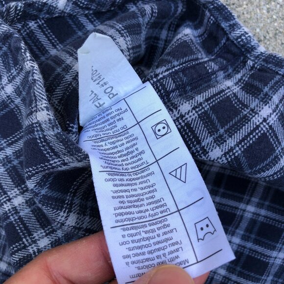 Vintage CARHARTT Button Up Flannel Shirt MEDIUM Men's Plaid Blue Long Sleeve - Picture 8 of 11